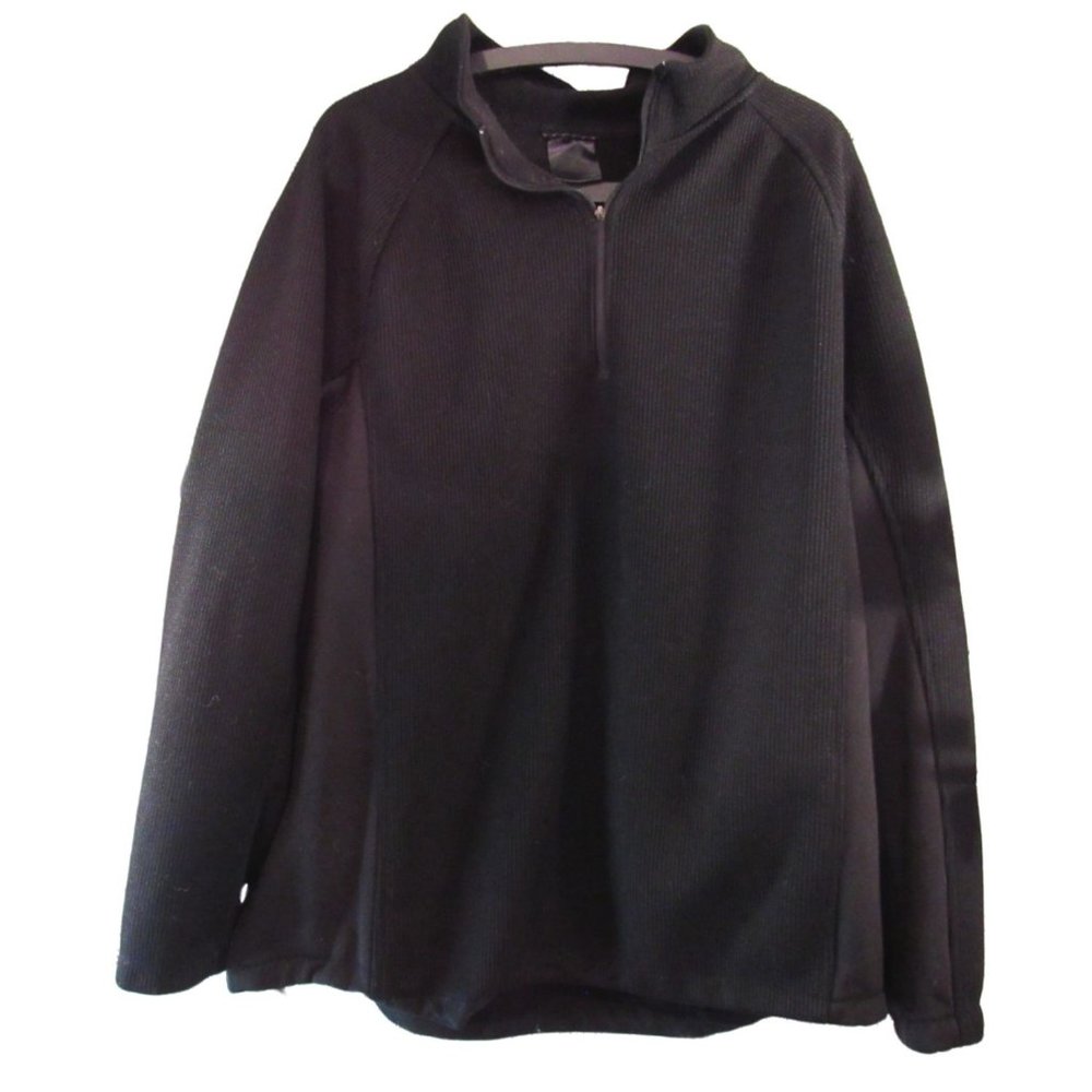 ZERO XPOSURE Heavy Black 1/4 Zip Ribbed Sweater Sweatshirt | Men's XXL
